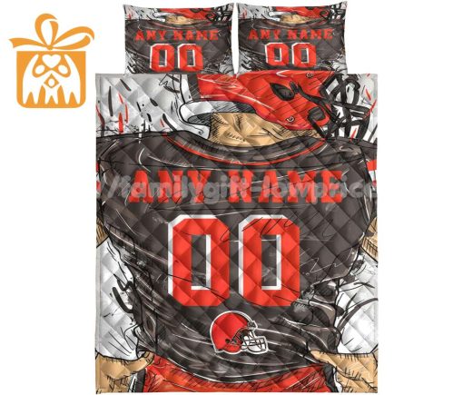 Cleveland Browns Jerseys Quilt Bedding Sets, Browns Gifts, Personalized NFL Jerseys with Your Name & Number