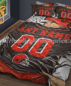 Cleveland Browns Jerseys Quilt Bedding Sets, Browns Gifts, Personalized NFL Jerseys with Your Name & Number 1