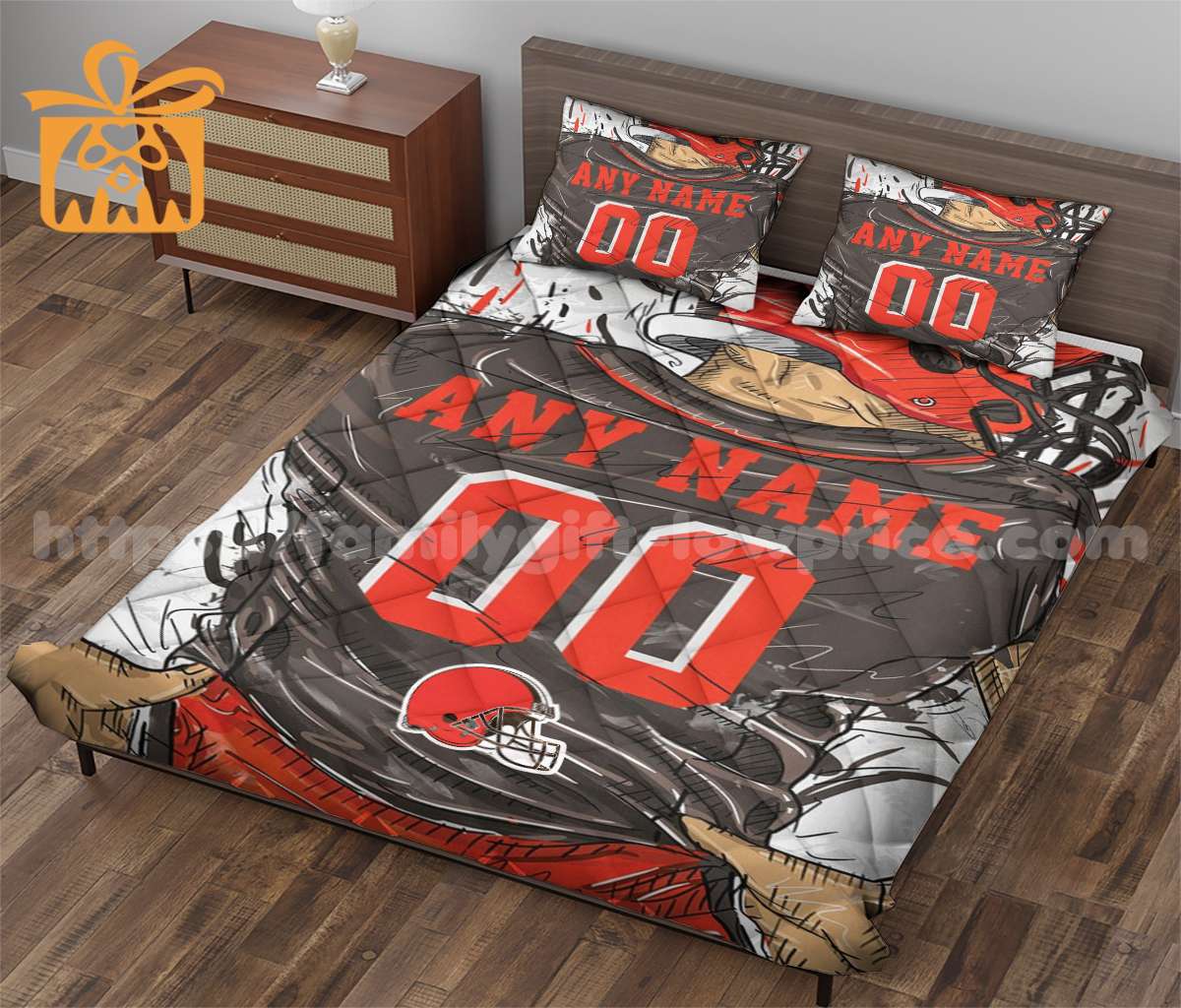 Cleveland Browns Jerseys Quilt Bedding Sets, Browns Gifts, Personalized NFL Jerseys with Your Name & Number
