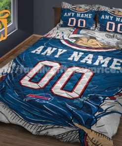 Buffalo Bills Jerseys Quilt Bedding Sets, Buffalo Bills Gift Ideas, Personalized NFL Jerseys with Your Name & Number 3