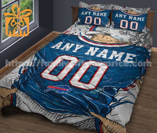 Buffalo Bills Jerseys Quilt Bedding Sets, Buffalo Bills Gift Ideas, Personalized NFL Jerseys with Your Name & Number