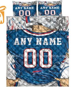 Buffalo Bills Jerseys Quilt Bedding Sets, Buffalo Bills Gift Ideas, Personalized NFL Jerseys with Your Name & Number 2