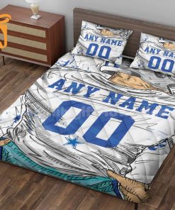 Dallas Cowboy Jerseys Quilt Bedding Sets, Cowboys Gifts, Personalized NFL Jerseys with Your Name & Number 1
