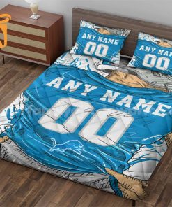 Detroit Lions Custom Jersey Quilt Bedding Sets, Detroit Lions Gifts, Personalized NFL Jerseys with Your Name & Number 2