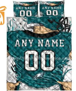 Philadelphia Eagles Custom Jersey Quilt Bedding Sets, Philadelphia Eagles Gifts, Personalized NFL Jerseys with Your Name & Number 3