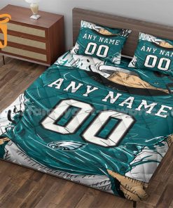 Philadelphia Eagles Custom Jersey Quilt Bedding Sets, Philadelphia Eagles Gifts, Personalized NFL Jerseys with Your Name & Number 2