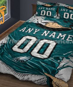 Philadelphia Eagles Custom Jersey Quilt Bedding Sets, Philadelphia Eagles Gifts, Personalized NFL Jerseys with Your Name & Number 1
