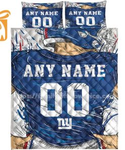 NFL NY Giants Jerseys Quilt Bedding Sets Gifts for Giants Gans, Personalized NFL Jerseys with Your Name & Number 3