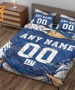 NFL NY Giants Jerseys Quilt Bedding Sets Gifts for Giants Gans, Personalized NFL Jerseys with Your Name & Number 2