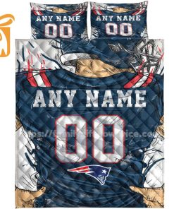 New England Patriots Jersey Quilt Bedding Sets, New England Patriots Gifts, Personalized NFL Jerseys with Your Name & Number 3