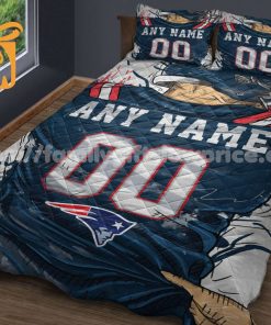 New England Patriots Jersey Quilt Bedding Sets, New England Patriots Gifts, Personalized NFL Jerseys with Your Name & Number 1