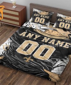 New Orleans Saints Jersey Quilt Bedding Sets, Saints Football Gifts, Personalized NFL Jerseys with Your Name & Number 2