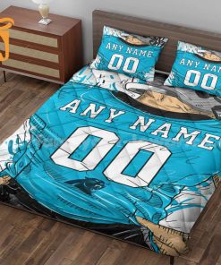 Carolina Panthers Jersey Quilt Bedding Sets, Carolina Panthers Gifts, Personalized NFL Jerseys with Your Name & Number 1