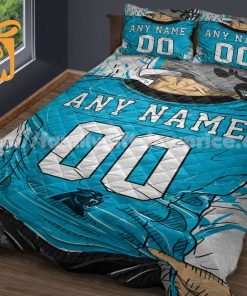 Carolina Panthers Jersey Quilt Bedding Sets, Carolina Panthers Gifts, Personalized NFL Jerseys with Your Name & Number 2
