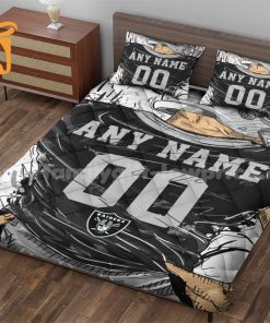 Las Vegas Raiders Jersey Quilt Bedding Sets, Raiders Gifts, Personalized NFL Jerseys with Your Name & Number 2