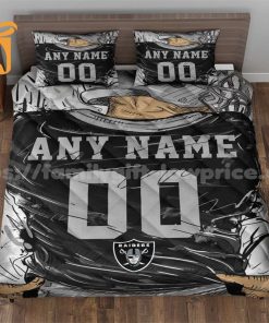 Las Vegas Raiders Jersey Quilt Bedding Sets, Raiders Gifts, Personalized NFL Jerseys with Your Name & Number