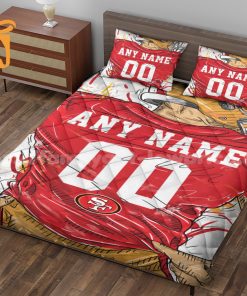 SF 49ers Jersey Quilt Bedding Sets, Forty Niners Gifts, Personalized NFL Jerseys with Your Name & Number 1