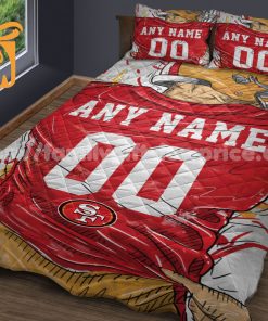 SF 49ers Jersey Quilt Bedding Sets, Forty Niners Gifts, Personalized NFL Jerseys with Your Name & Number 3
