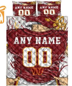 Washington Commanders Jerseys Quilt Bedding Sets, Washington Commanders Gifts, Personalized NFL Jerseys with Your Name & Number 3