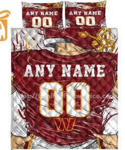 Personalized Washington Commanders Jersey Quilt Bedding Set – Custom NFL Gift with Your Name & Number