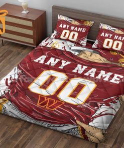 Personalized Washington Commanders Jersey Quilt Bedding Set – Custom NFL Gift with Your Name & Number 1