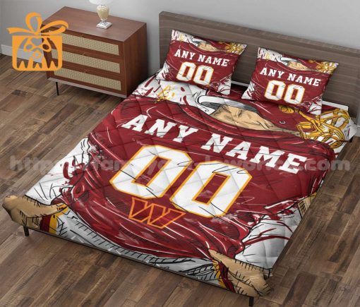 Washington Commanders Jerseys Quilt Bedding Sets, Washington Commanders Gifts, Personalized NFL Jerseys with Your Name & Number