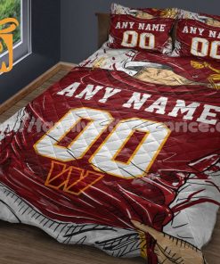Washington Commanders Jerseys Quilt Bedding Sets, Washington Commanders Gifts, Personalized NFL Jerseys with Your Name & Number 1