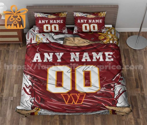 Personalized Washington Commanders Jersey Quilt Bedding Set – Custom NFL Gift with Your Name & Number