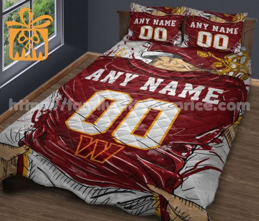 Personalized Washington Commanders Jersey Quilt Bedding Set – Custom NFL Gift with Your Name & Number