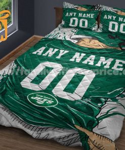 New York Jets Jersey Quilt Bedding Sets, New York Jets Gifts, Personalized NFL Jerseys with Your Name & Number 3