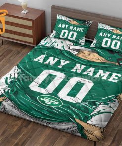 New York Jets Jersey Quilt Bedding Sets, New York Jets Gifts, Personalized NFL Jerseys with Your Name & Number 1