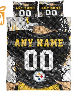 Pittsburgh Steelers Jerseys Quilt Bedding Sets, Pttsburgh Steelers Gifts, Personalized NFL Jerseys with Your Name & Number 3