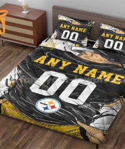 Pittsburgh Steelers Jerseys Quilt Bedding Sets, Pttsburgh Steelers Gifts, Personalized NFL Jerseys with Your Name & Number 2