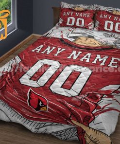 Arizona Cardinals Jersey Quilt Bedding Sets, Arizona Cardinals Gifts, Personalized NFL Jerseys with Your Name & Number 1