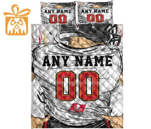 Tampa Bay Buccaneers Jersey Quilt Bedding Sets, Buccaneers Gifts, Personalized NFL Jerseys with Your Name & Number