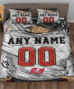 Tampa Bay Buccaneers Jersey Quilt Bedding Sets, Buccaneers Gifts, Personalized NFL Jerseys with Your Name & Number