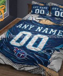 Tennessee Titans Jersey Quilt Bedding Sets, Tennessee Titans Gifts, Personalized NFL Jerseys with Your Name & Number 3
