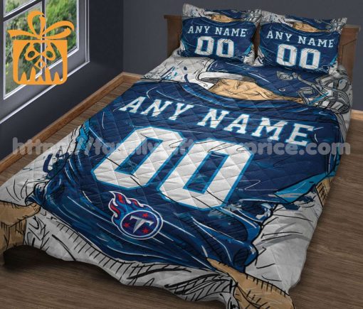 Tennessee Titans Jersey Quilt Bedding Sets, Tennessee Titans Gifts, Personalized NFL Jerseys with Your Name & Number