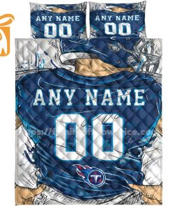 Tennessee Titans Jersey Quilt Bedding Sets, Tennessee Titans Gifts, Personalized NFL Jerseys with Your Name & Number 2