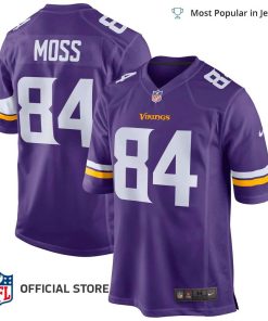 NFL Jersey Men’s Minnesota Vikings Randy Moss Jersey Purple Retired Player Game Jersey