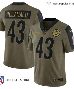 NFL Jersey Men’s Pittsburgh Steelers Troy Polamalu Jersey Olive 2021 Salute To Service Retired Player Limited Jersey