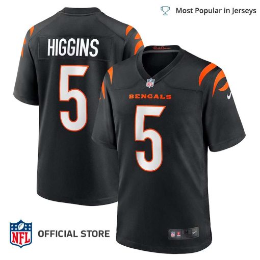 NFL Jersey Men’s Cincinnati Bengals Tee Higgins Jersey Black Game Player Jersey