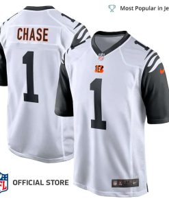 NFL Jersey Men’s Cincinnati Bengals Jamarr Chase Jersey White Alternate Game Player Jersey
