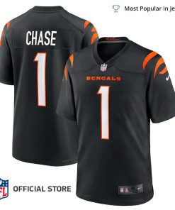 NFL Jersey Men’s Cincinnati Bengals Jamarr Chase Jersey Black Game Jersey