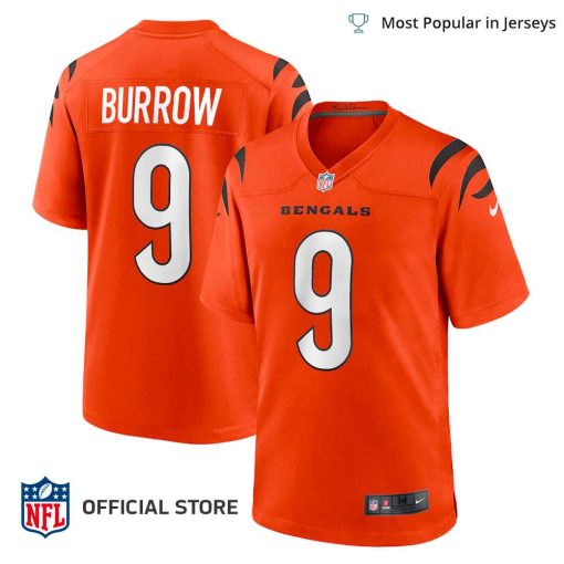 NFL Jersey Men’s Cincinnati Bengals Joe Burrow Jersey Orange Game Jersey