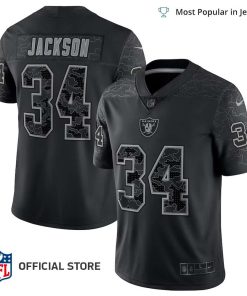 NFL Jersey Men’s Bo Jackson Raiders Jersey Black Retired Player RFLCTV Limited Jersey