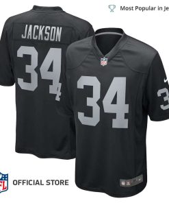 NFL Jersey Men’s Bo Jackson Raiders Jersey Black Game Retired Player Jersey