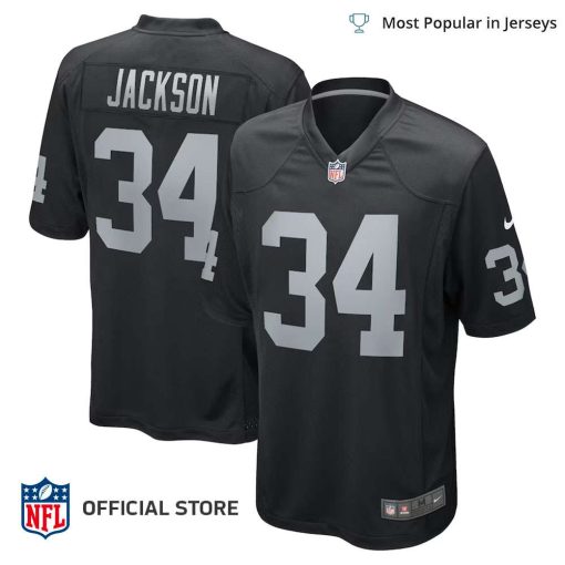 NFL Jersey Men’s Bo Jackson Raiders Jersey Black Game Retired Player Jersey