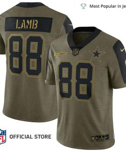 NFL Jersey Men’s 88 Dallas Cowboys Olive 2021 Salute To Service Limited Player Jersey