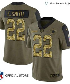 NFL Jersey Men’s Dallas Cowboys Emmitt Smith Jersey Camo 2021 Salute To Service Limited Player Jersey